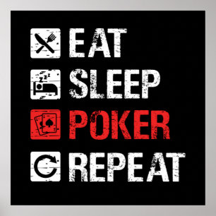 Funny eat sleep poker repeat Casino word art Poster
