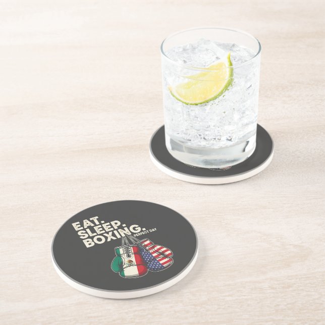 funny eat sleep repeat boxing coaster (Side)