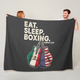 funny eat sleep repeat boxing fleece blanket
