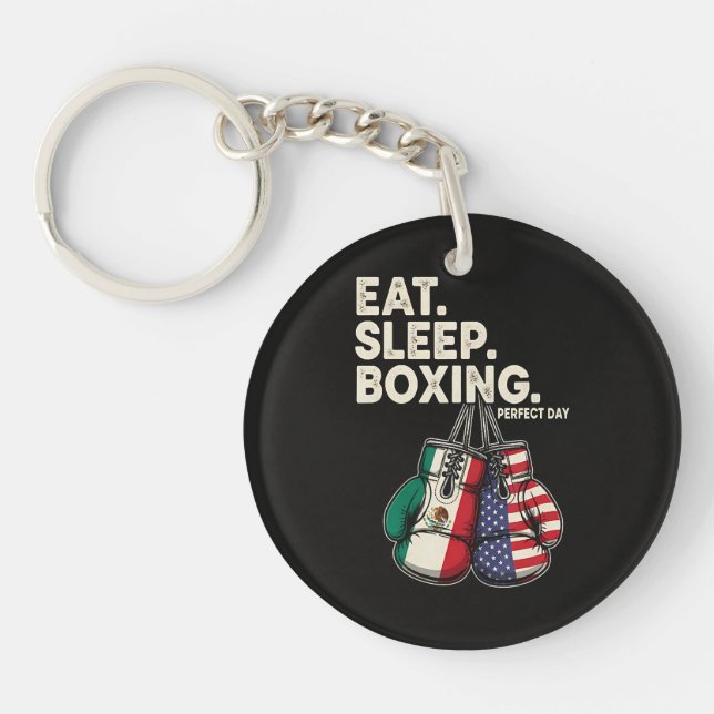 Funny Eat Sleep Repeat Boxing Key Ring (Front)