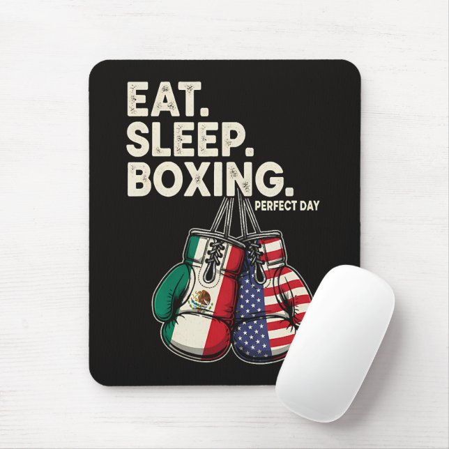 Funny Eat Sleep Repeat Boxing Mouse Pad (With Mouse)