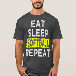 Funny Eat Sleep Softball Repeat Baseball Players R T-Shirt