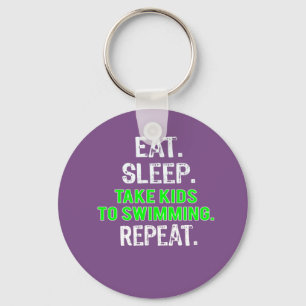 Funny eat sleep take kids swimming parent gift key ring