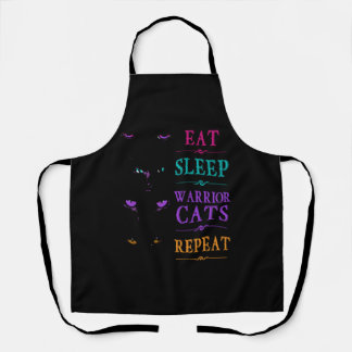 Funny Eat Sleep Warrior Cats Repeat Funny Cat Warr Apron