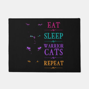Funny Eat Sleep Warrior Cats Repeat Funny Cat Warr Doormat