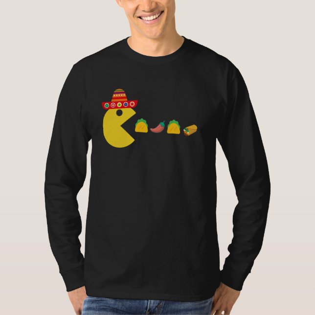 Funny Eating Taco Chilli Food Cinco De Mayo Mexica T-Shirt (Front)