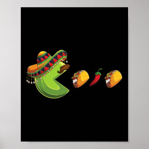 Funny Eating Tacos Cinco De Mayo Boys Kids Woman M Poster