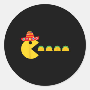Funny Eating Tacos Fiesta Cinco De Mayo Mexican Me Classic Round Sticker