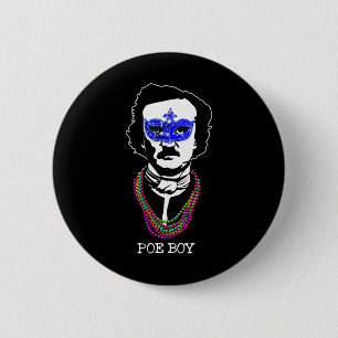 Funny Edgar Allan Poe Mardi Gras Mashup 1  6 Cm Round Badge