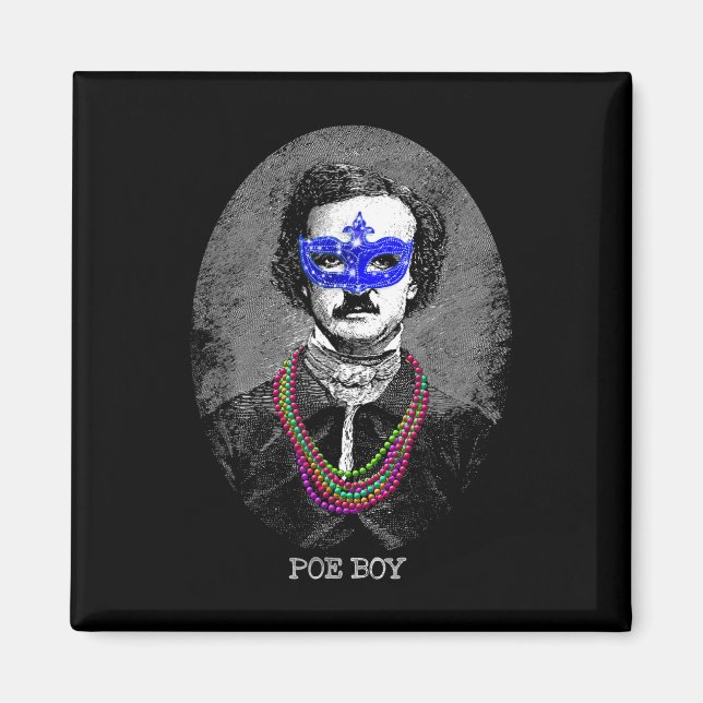 Funny Edgar Allan Poe Mardi Gras Mashup  Magnet (Front)