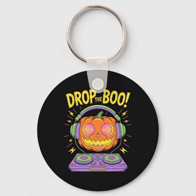 Funny Edm Dj Halloween Pumpkin  Key Ring (Front)