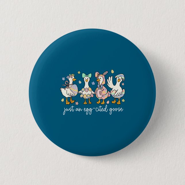Funny Egg Cited Goose Silly Funny 6 Cm Round Badge (Front)