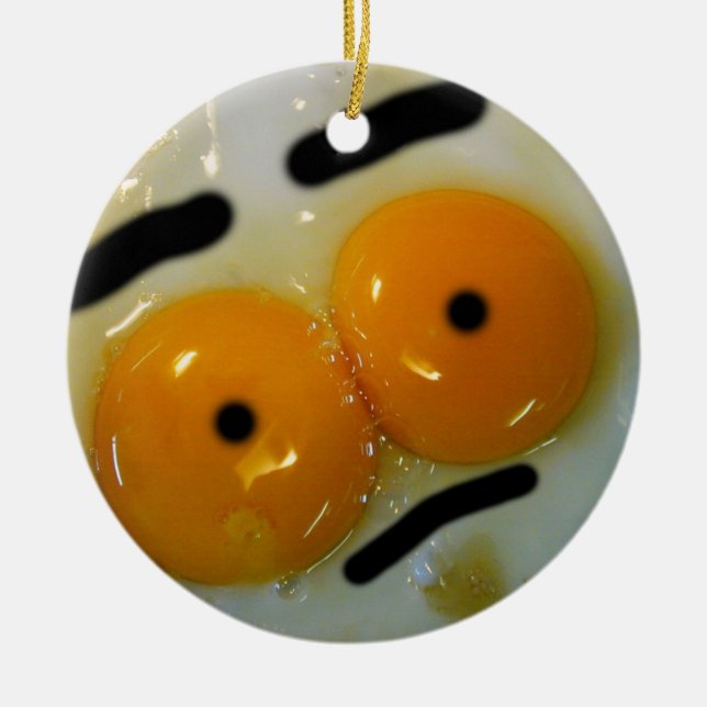 Funny Egg Eyes Ceramic Tree Decoration (Front)