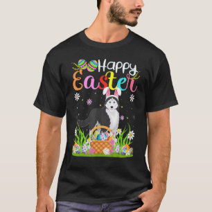 Funny Egg Hunting Bunny Siberian Husky Dog Happy E T-Shirt