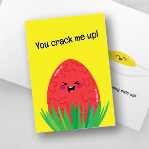 Funny Egg Pun Card   You Crack Me Up Sunny Side Up