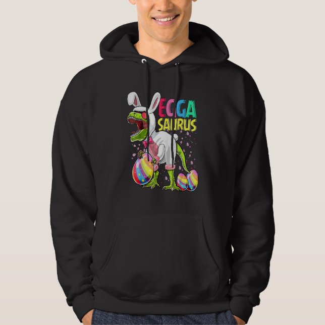 Funny Eggasaurus Stegosaurus Egg Dinosaur Happy Ea Hoodie (Front)