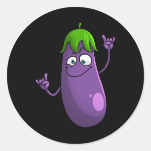 Funny Eggplant Designs For Men Women Fruit Vegetab Classic Round Sticker