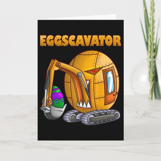 Funny Eggscavator Cute Excavator Easter Lovers Kid Card (Front)