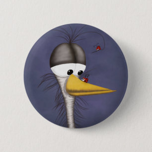 Funny Egret Cartoon 6 Cm Round Badge