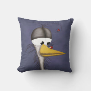 Funny Egret Cartoon Cushion