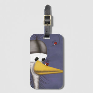 Funny Egret Cartoon Luggage Tag