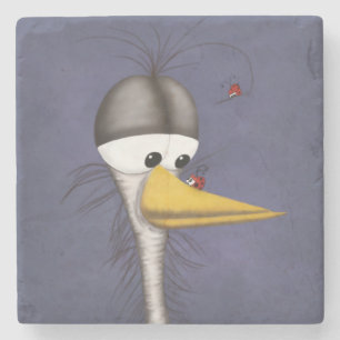 Funny Egret Cartoon Stone Coaster