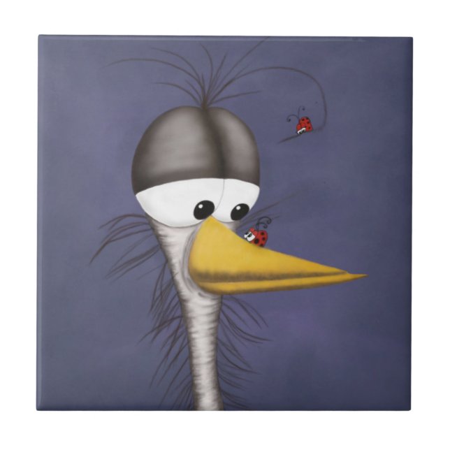 Funny Egret Cartoon Tile (Front)
