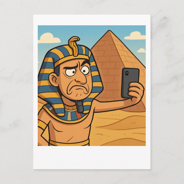 Funny Egyptian Selfie with Pyramid Postcard (Front)