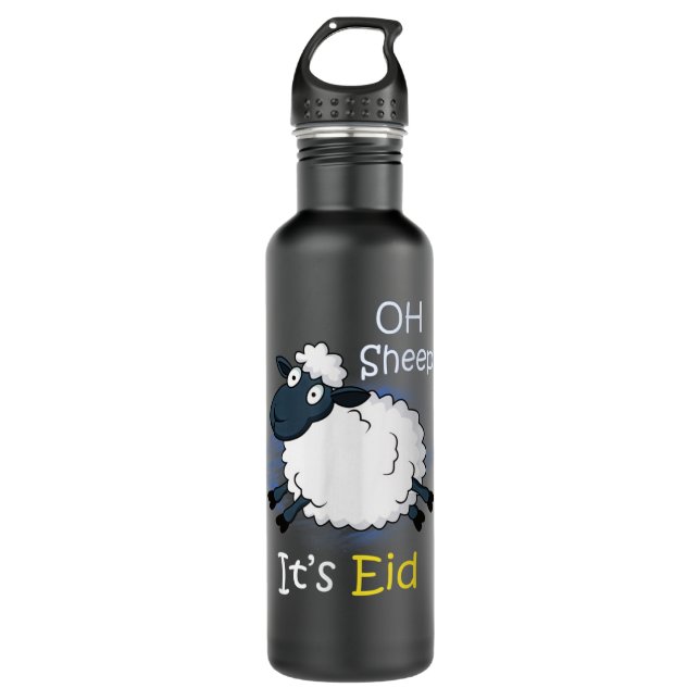 Funny Eid Al Adha eid Mubarak oh sheep its Eid 710 Ml Water Bottle (Front)