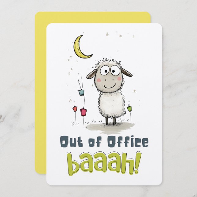 Funny Eid Sheep: Out of Office BAAAH! Invitation (Front/Back)