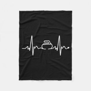 Funny Ekg Heartbeat Love Curling White Curling Fan Fleece Blanket