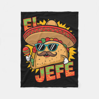 Funny El Jefe Taco Cinco De Mayo Mexican Men Women Fleece Blanket