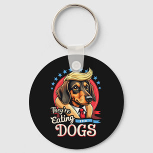 Funny Election 2024 Retro They’re Eating The Dogs  Key Ring