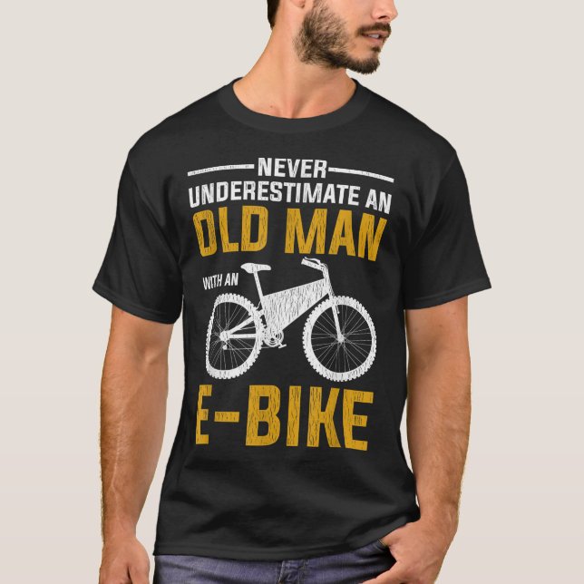 Funny Electric Bike Design Old Man With An E-Bike T-Shirt (Front)