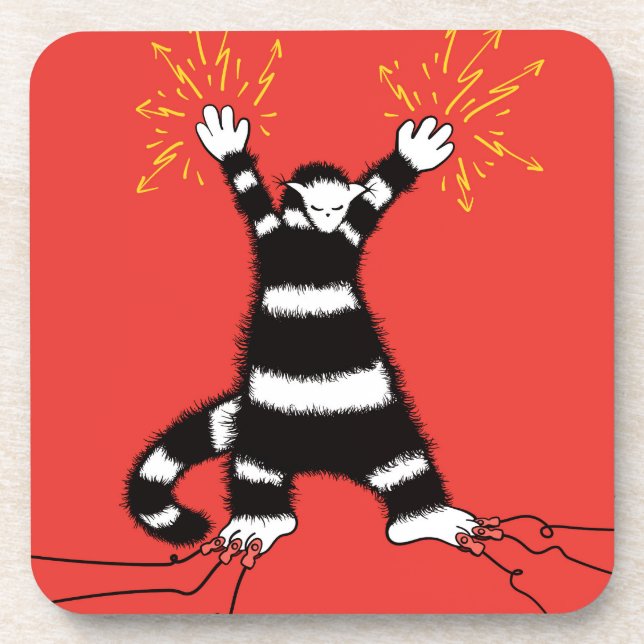 Funny Electric Cat Character High Voltage Coaster (Front)