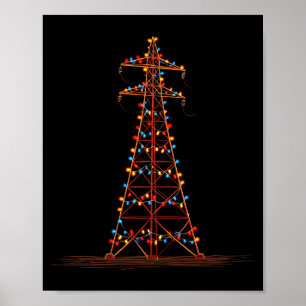 Funny Electric Pylon Christmas Graphics Lights Lov Poster