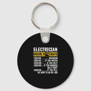 Funny Electrician Apparel, Hourly Rate Men Key Ring