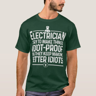 Funny Electrician Art Men Dad Lineman Electronics  T-Shirt