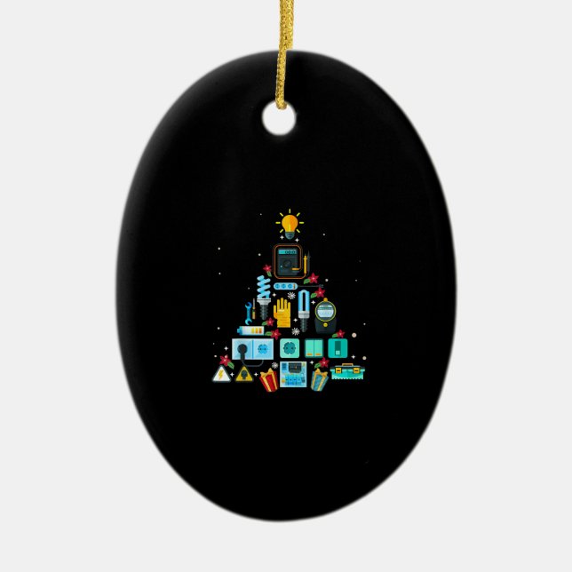 Funny Electrician Christmas Tree Ceramic Tree Decoration (Front)