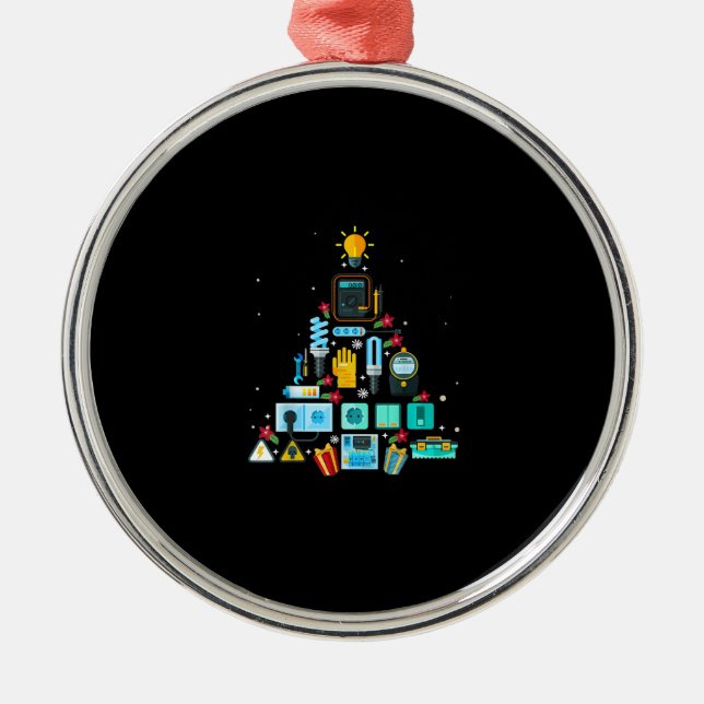 Funny Electrician Christmas Tree Metal Tree Decoration (Front)