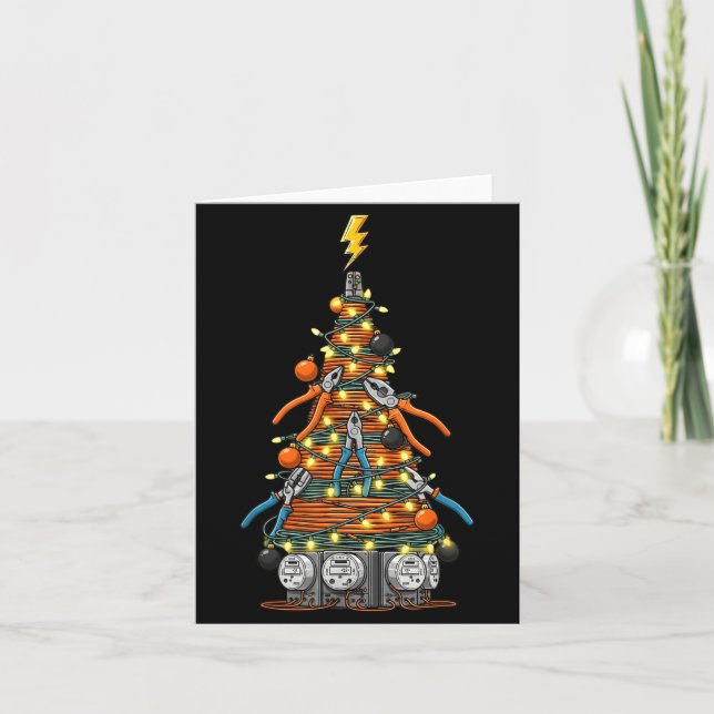 Funny Electrician Christmas Tree Xmas Graphic Men  Card (Front)