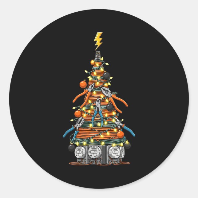 Funny Electrician Christmas Tree Xmas Graphic Men  Classic Round Sticker (Front)