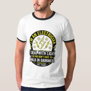 Funny Electrician Deal With Light Humour White T-Shirt
