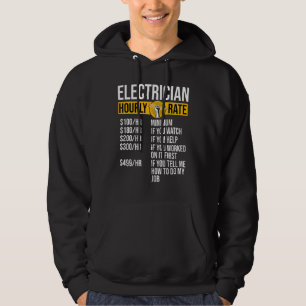 Funny Electrician   Electrician Hourly Rate Hoodie