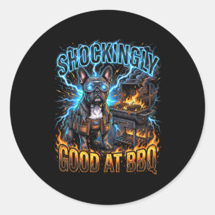 Funny Electrician French Bulldog Bbq Fathers Day Classic Round Sticker