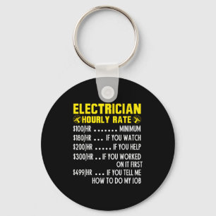 Funny Electrician Hourly Rate Pricing Chart Key Ring