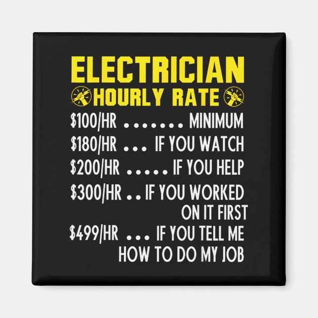 Funny Electrician Hourly Rate Pricing Chart  Magnet (Front)