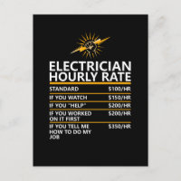 Funny Electrician Hourly Rate Table Humor Gift