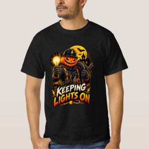 Funny Electrician Keeping Lights On Halloween T-Shirt
