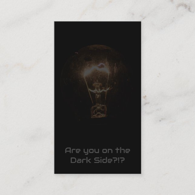 Funny electrician light bulb illuminates the dark business card (Front)
